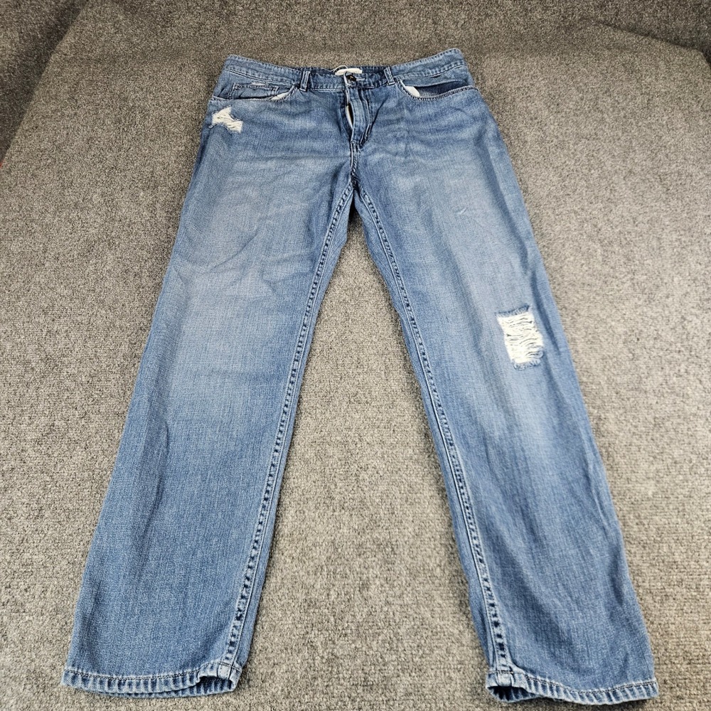 Bella Dahl Distressed Straight Leg Jeans Blue Denim Size 31 B3332-888-934‎